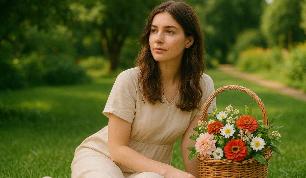 ژست عکاسی دخترانه در باغ