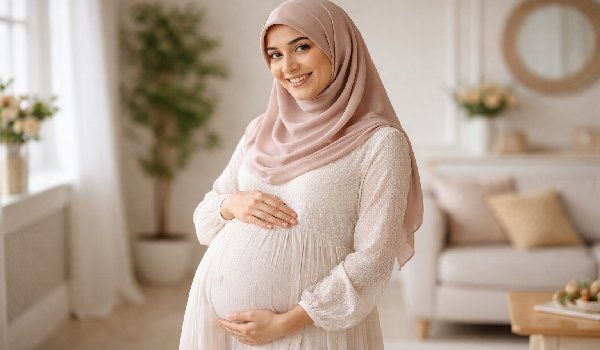 ژست عکس بارداری با حجاب